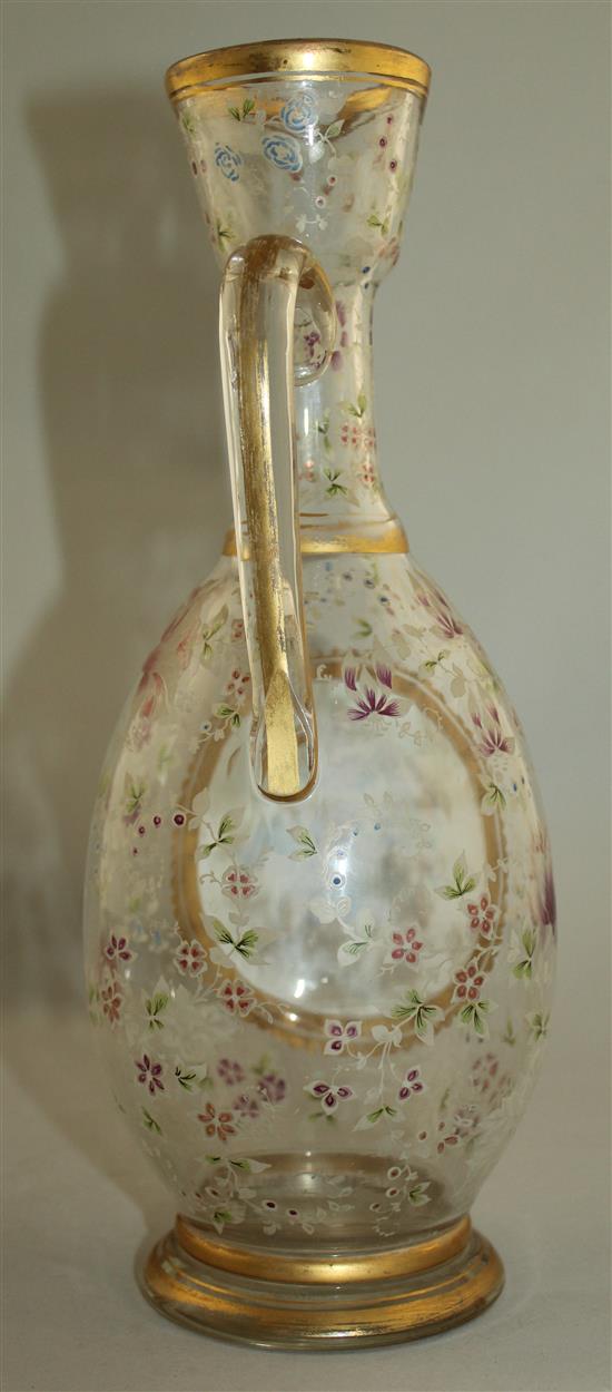 A Bohemian enamelled glass ewer, late 19th century, 29.5cm